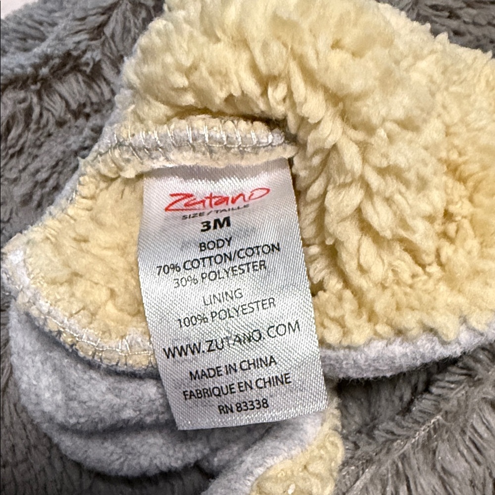 Zutano Infant Fleece booties in Gray and Cream